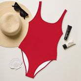 Bold Red One-Piece Swimsuit with Smooth Fabric