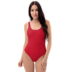 Bold Red One-Piece Swimsuit with Smooth Fabric