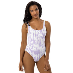 Purple Abstract Pattern One-Piece Swimsuit