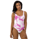 Pink Tie-Dye One-Piece Swimsuit with Scoop Neckline