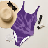 Purple Tie-Dye One-Piece Swimsuit with Scoop Neckline
