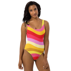 Rainbow Sunny Colors One-Piece Swimsuit - Scoop Neckline