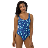 Abstract Blue Drop One-Piece Swimsuit