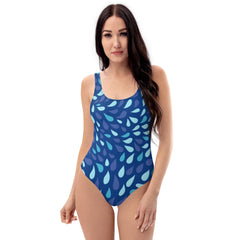 Abstract Blue Drop One-Piece Swimsuit