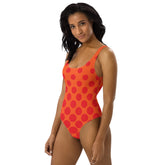 Orange Dot Abstract Design One-Piece Swimsuit - Vibrant, Comfortable, and Durable Swimwear