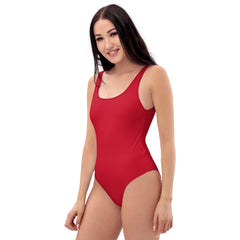 Bold Red One-Piece Swimsuit with Smooth Fabric