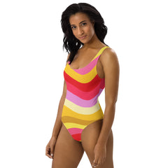 Rainbow Sunny Colors One-Piece Swimsuit - Scoop Neckline