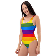 Pride Colors One-Piece Swimsuit - with Scoop Neckline