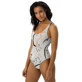 Abstract Vector Art One-Piece Swimsuit - Scoop Neckline and Four-Way Stretch Material
