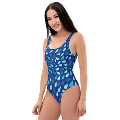 Abstract Blue Drop One-Piece Swimsuit