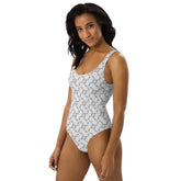 Gray Abstract Design One-Piece Swimsuit