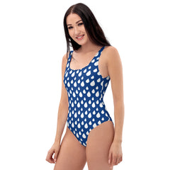 Rain Drops Blue One-Piece Swimsuit