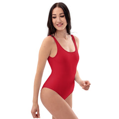 Bold Red One-Piece Swimsuit with Smooth Fabric