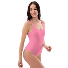 Playful Tickle Me Pink One-Piece Swimsuit with Smooth Fabric