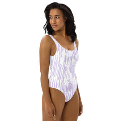 Purple Abstract Pattern One-Piece Swimsuit