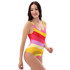Rainbow Sunny Colors One-Piece Swimsuit - Scoop Neckline