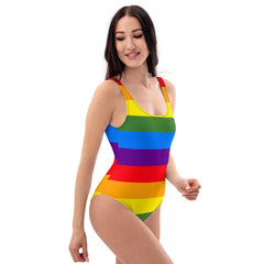 Pride Colors One-Piece Swimsuit - with Scoop Neckline