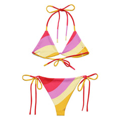 Multicolor Sunny Pattern Recycled String Bikini - with UPF 50+ Protection