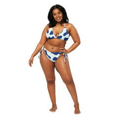 Abstract Blues Pattern Recycled String Bikini - with UPF 50+ Protection