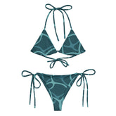 Sherpa Blue Water Pattern Recycled String Bikini: UPF 50+ Protection