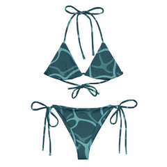 Sherpa Blue Water Pattern Recycled String Bikini: UPF 50+ Protection