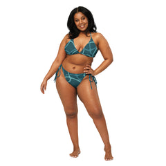 Sherpa Blue Water Pattern Recycled String Bikini: UPF 50+ Protection