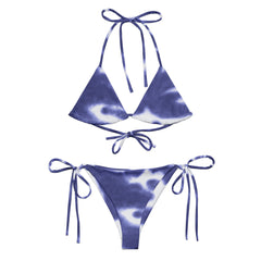 Navy Tie-Dye Pattern Recycled Bikini: UPF 50+ Protection