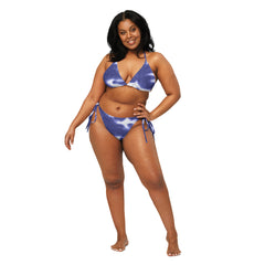 Navy Tie-Dye Pattern Recycled Bikini: UPF 50+ Protection