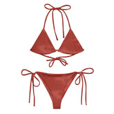 Red Tie-Dye Pattern Recycled Bikini: UPF 50+ Protection