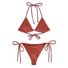 Red Tie-Dye Pattern Recycled Bikini: UPF 50+ Protection