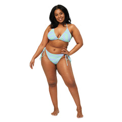 Turquoise Recycled String Bikini: UPF 50+ protection