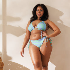 Turquoise Recycled String Bikini: UPF 50+ protection