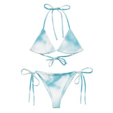 Light Blue Tie-Dye Recycled Bikini: UPF 50+ Protection