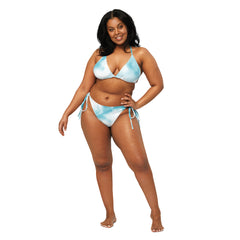 Light Blue Tie-Dye Recycled Bikini: UPF 50+ Protection