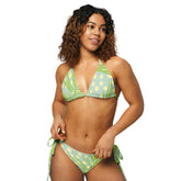 Abstract Leaves Recycled String Bikini: UPF 50+ Protection