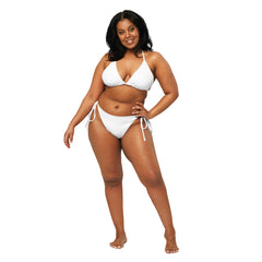 White Recycled String Bikini: UPF 50+ Protection