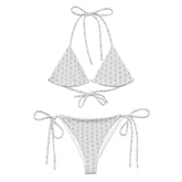 Black Dots Pattern Recycled String Bikini: UPF 50+ Protection