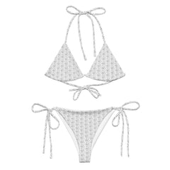 Black Dots Pattern Recycled String Bikini: UPF 50+ Protection