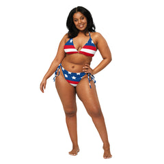 American Flag Design Recycled String Bikini: UPF 50+ Protection