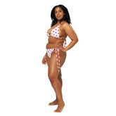 Red Lips Pattern Recycled String Bikini: UPF 50+ Protection