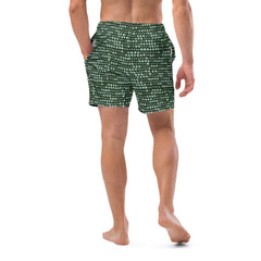 Green Dotted Lines Men’s Recycled Swim Trunks With Trunks