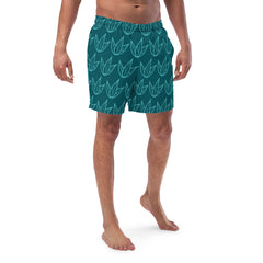 Sherpa Blue Leaves Men's Recycled Swim Trunks With Pockets