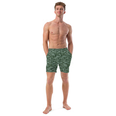 Green Dotted Lines Men’s Recycled Swim Trunks With Trunks