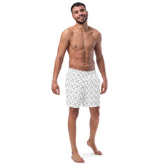 Bent Branch Pattern Men’s Recycled Swim Trunks With Pockets