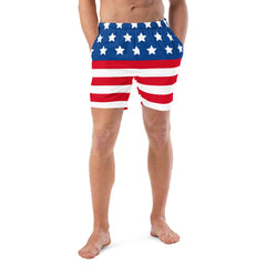 American Flag Design Men’s Recycled Swim Trunks With Pockets