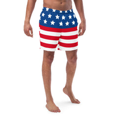 American Flag Design Men’s Recycled Swim Trunks With Pockets