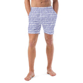 Concentric Diamonds Pattern Men’s Recycled Swim Trunks With Pockets