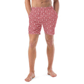 Geometric Hexagon Pattern Men’s Recycled Swim Trunks with pockets