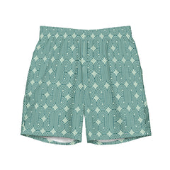 Concentric Circle Pattern Men’s Recycled Swim Trunks with pockets