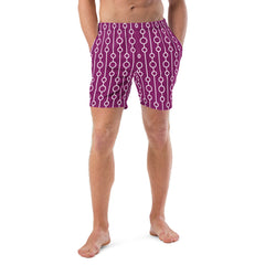 Circles and Lines Purple Men’s Recycled Swim Trunks with pockets